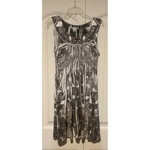 Apt 9 Womens Dress Sleeveless Size Medium Gray White Tie Dye